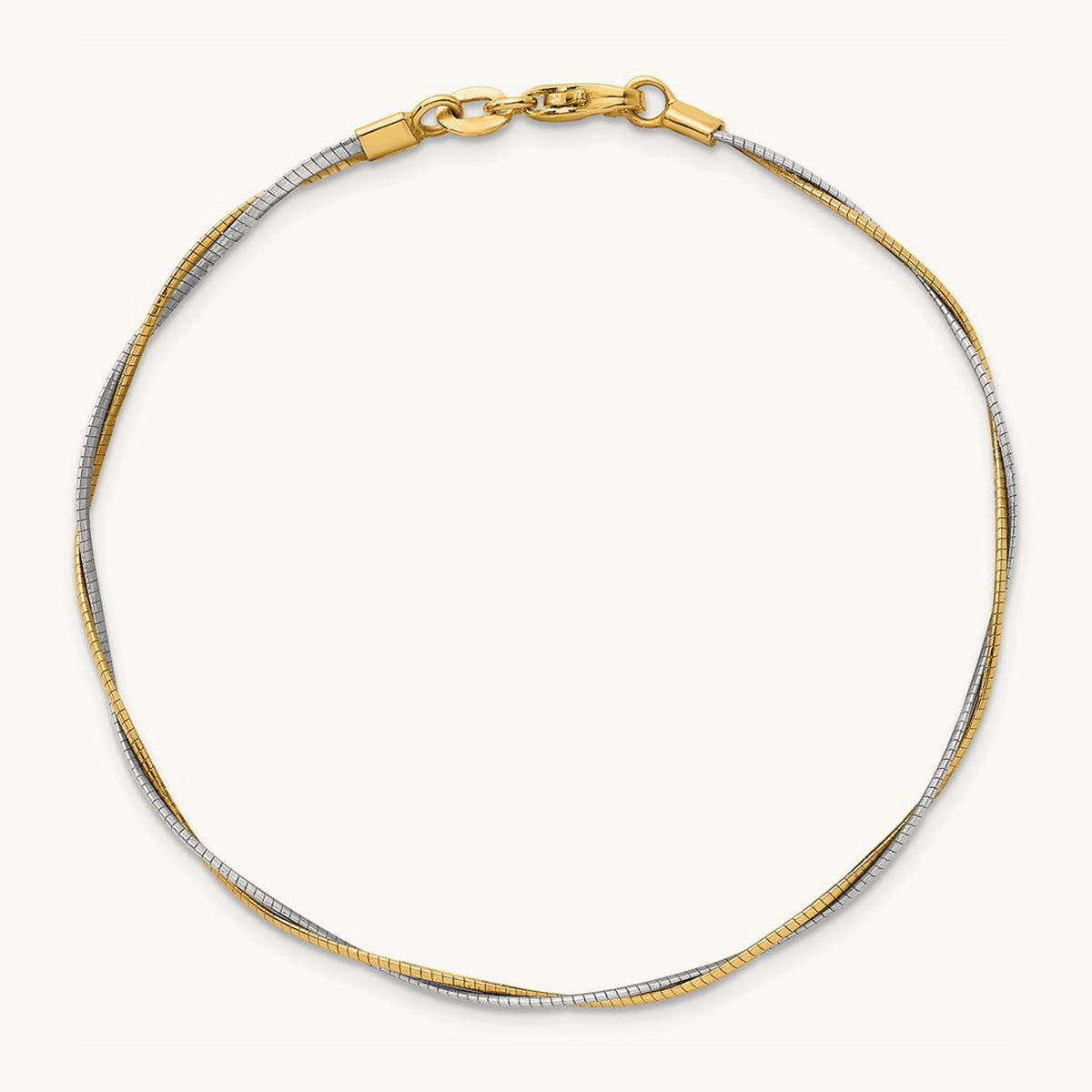 Polished Twisted Omega 7.5in Bracelet, 14K Two-tone
