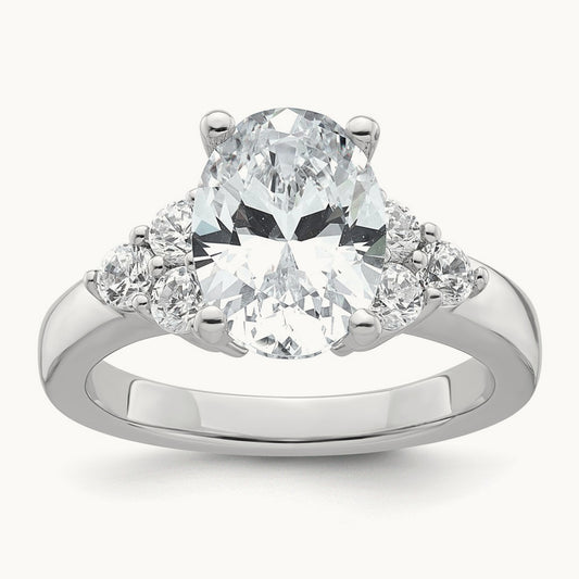 Round Oval Center Semi-Mount Engagement Ring, 0.50 ct tw Lab-Grown Diamond