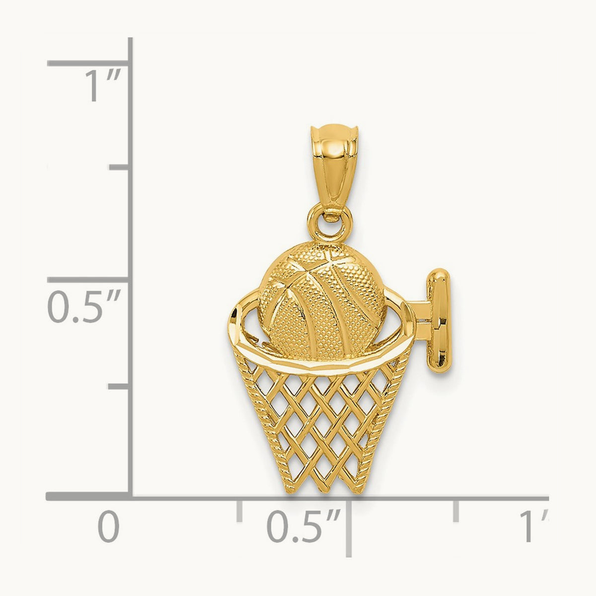 Basketball in the Net Pendant, 14K