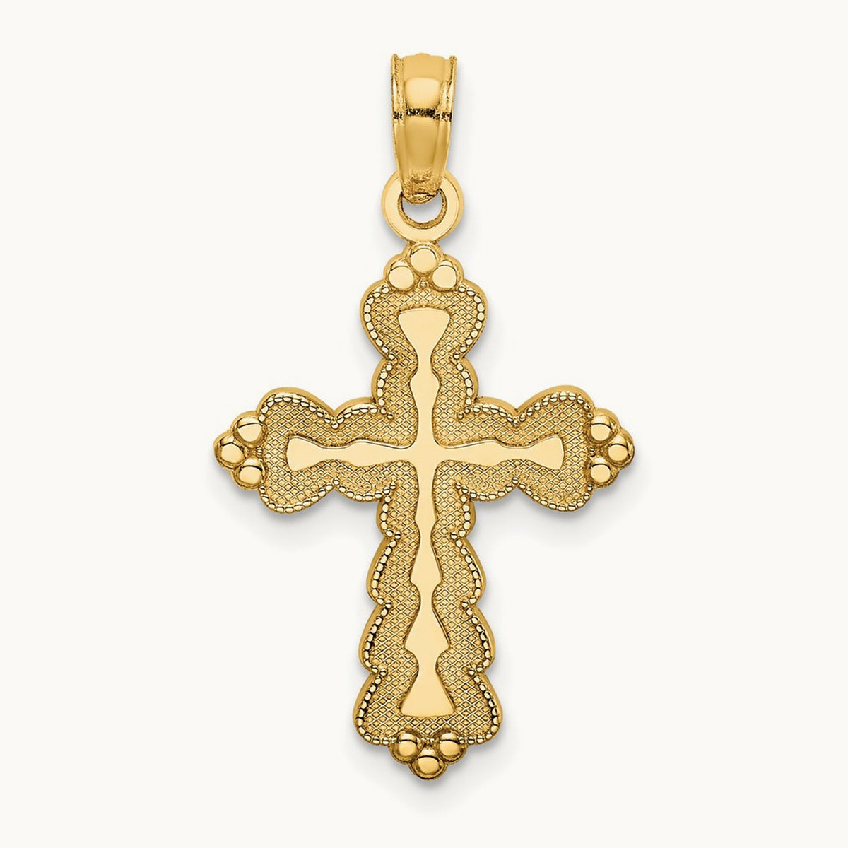 Scalloped Cross Charm, 14K