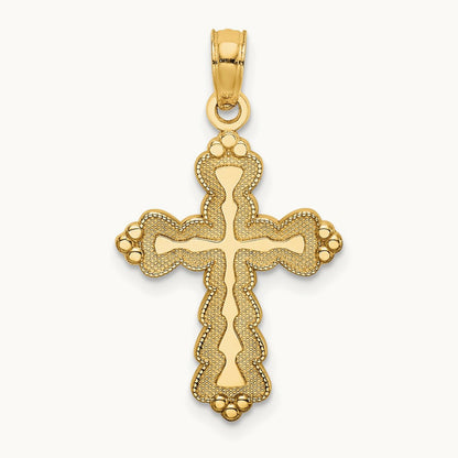 Scalloped Cross Charm, 14K
