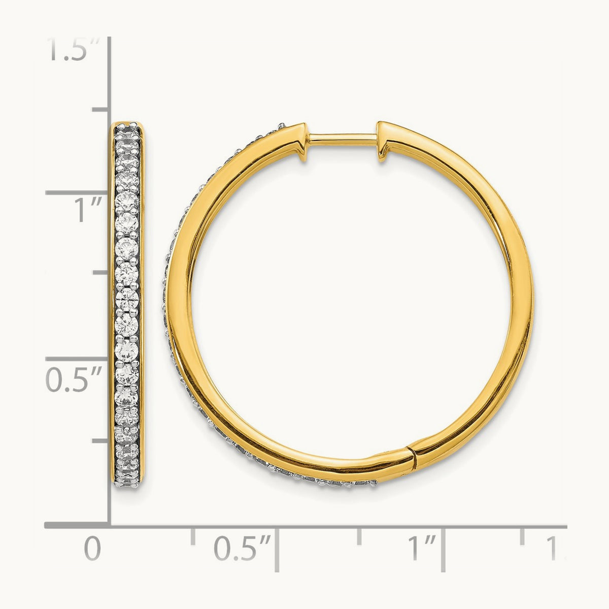 Diamond Hinged Hoop Earrings, 14K