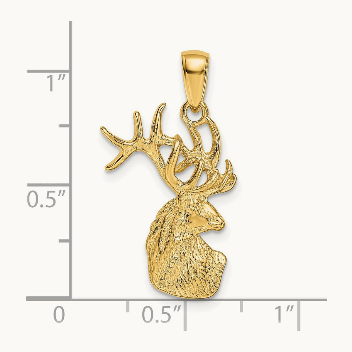 Polished Deer Head Charm, 14K