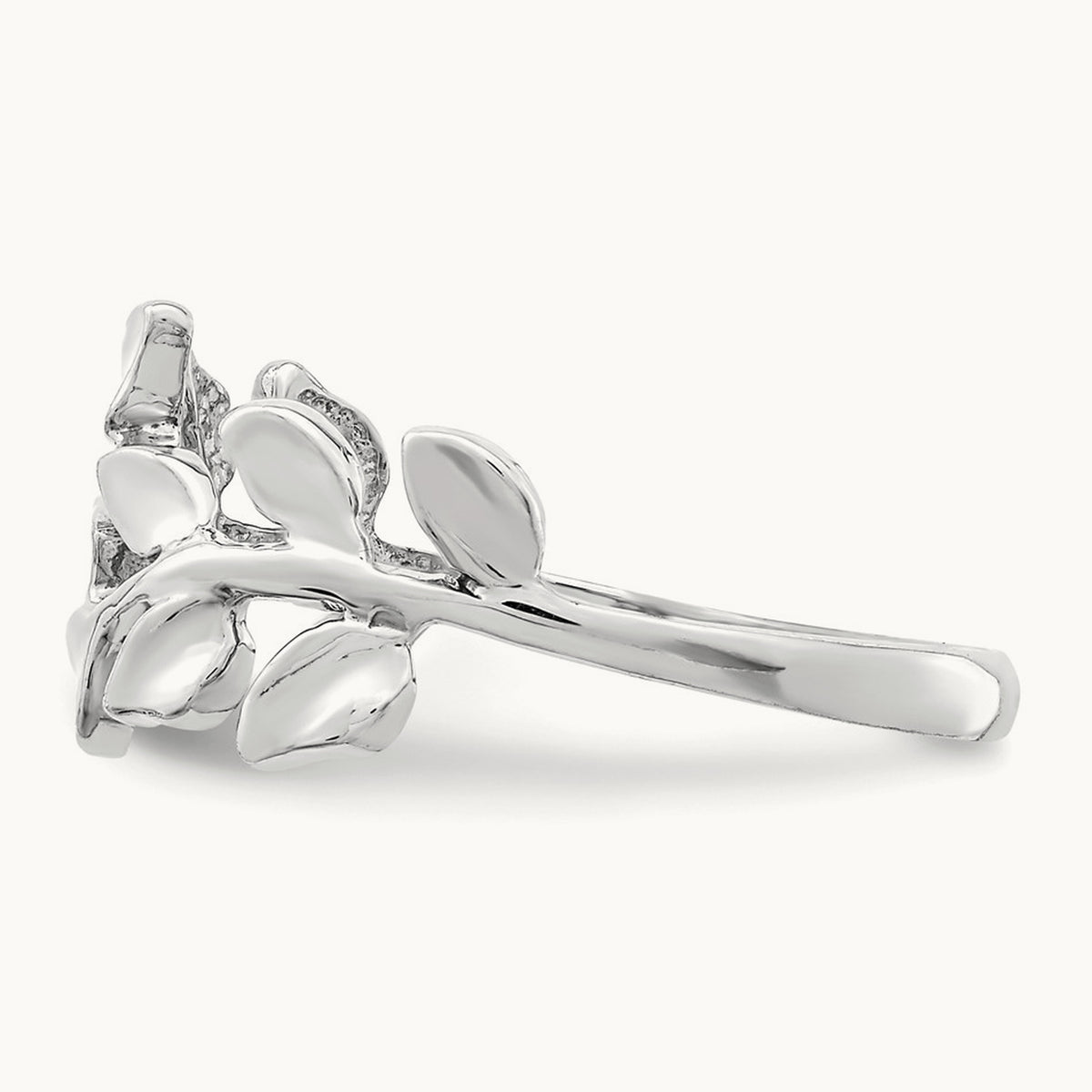 Polished Leaf Ring — 14K White Gold, 7