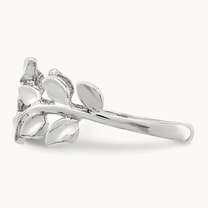Polished Leaf Ring — 14K White Gold, 7