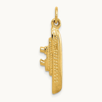Solid Polished 3-D Cruise Ship Charm, 14K