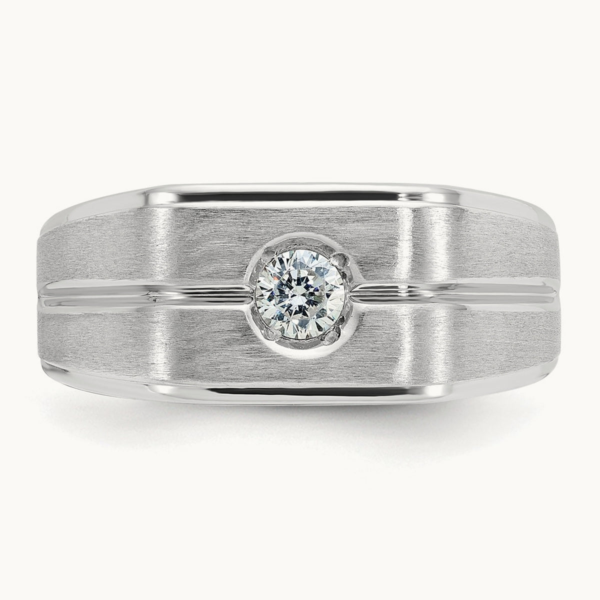 IBGoodman Men's Polished/Satin Diamond Complete Ring, 14K White Gold