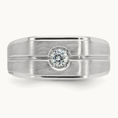 IBGoodman Men's Polished/Satin Diamond Complete Ring, 14K White Gold