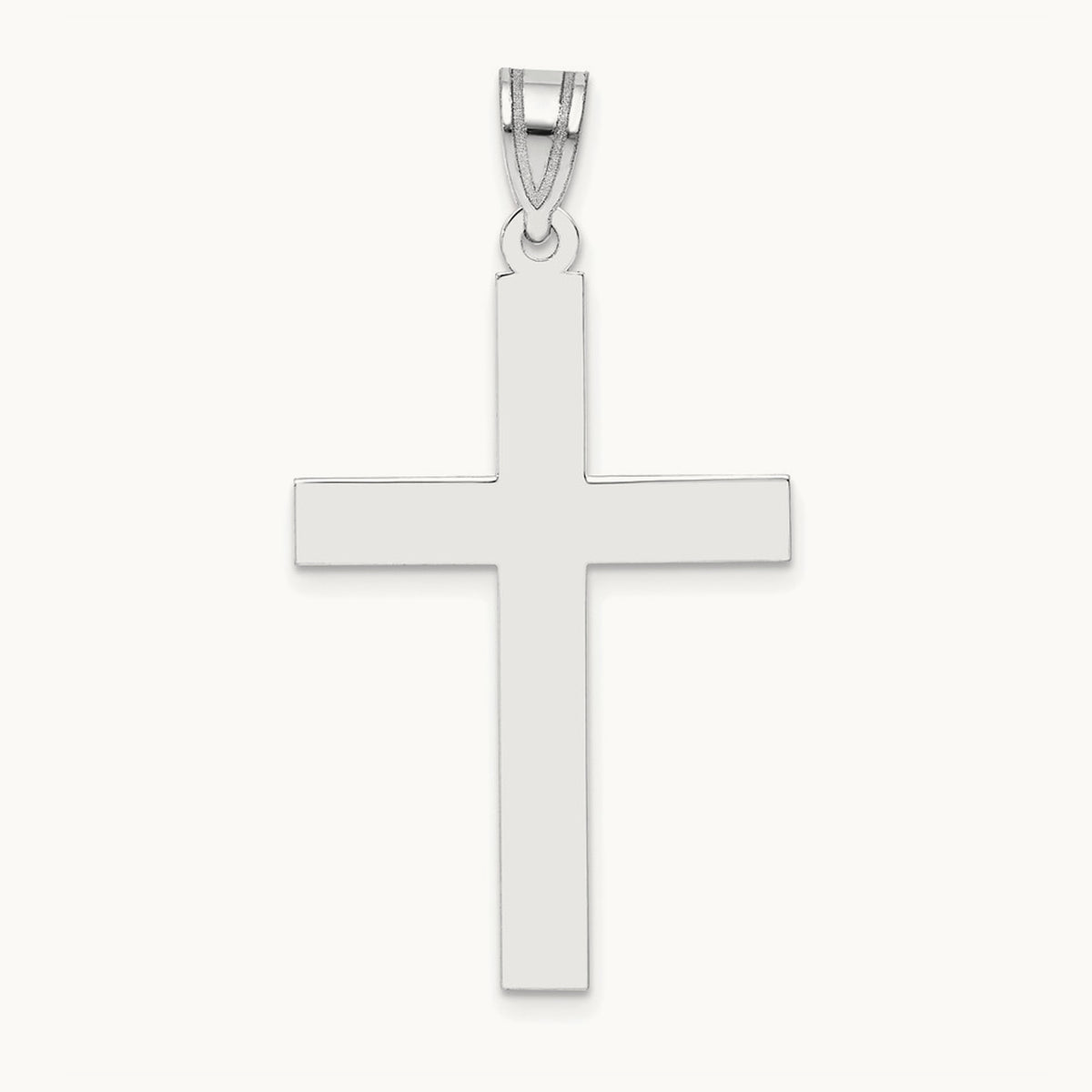 Polished Cross Pendant, 14K White Gold