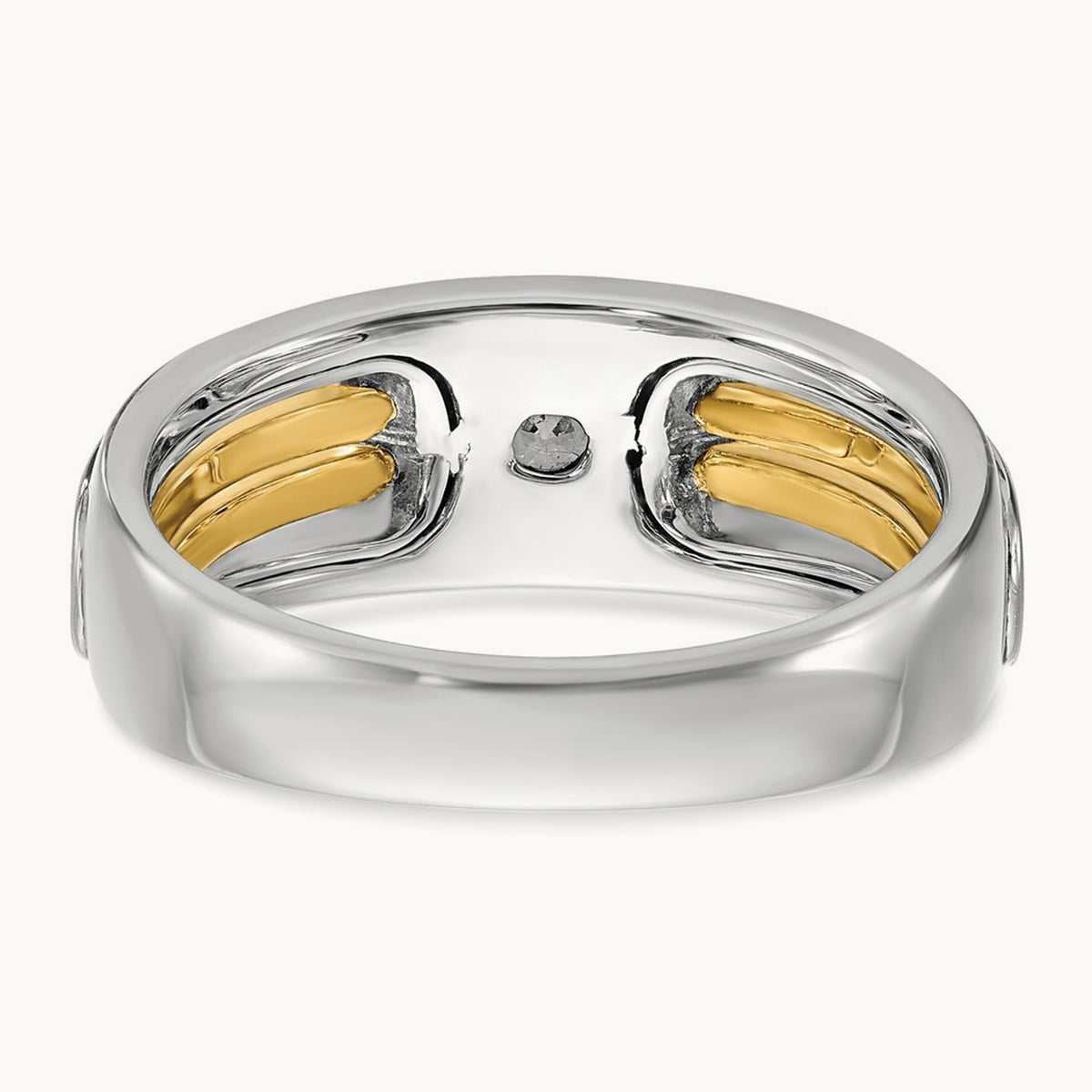 IBGoodman Men's Polished and Cut-Out Diamond Ring, 14K Two-tone