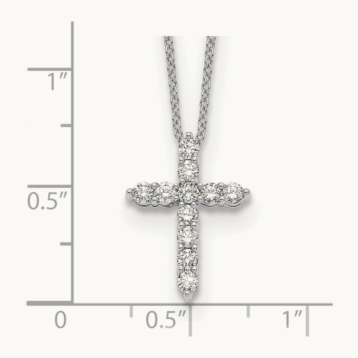 1/2ct Lab Grown Diamond VS/SI+ G+ Comp 18in Cross Pendant Necklace, 14K White Gold