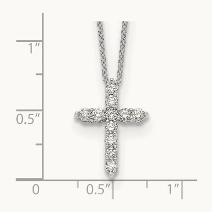 1/2ct Lab Grown Diamond VS/SI+ G+ Comp 18in Cross Pendant Necklace, 14K White Gold