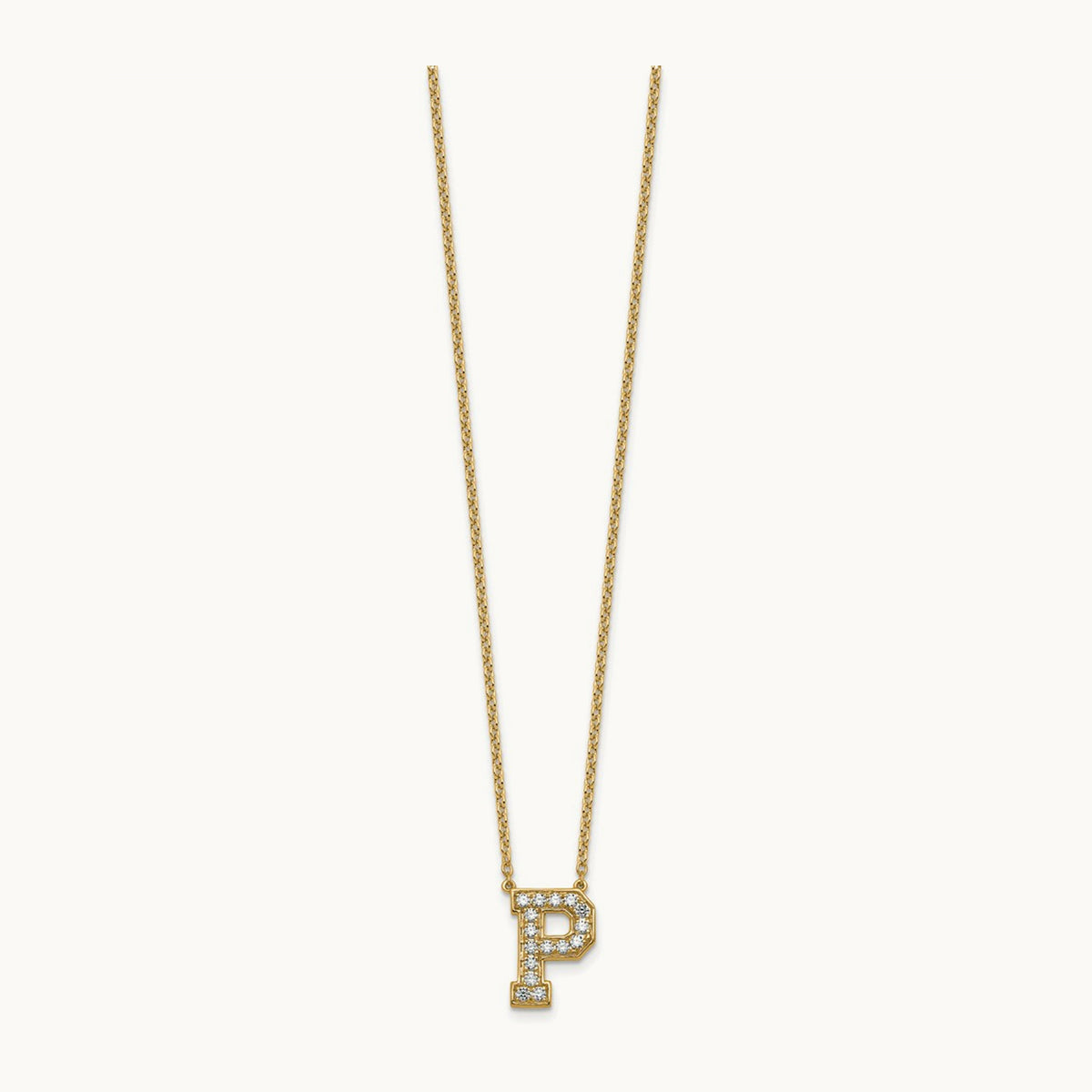 Initial Necklace — 14K Yellow Gold, P, 3/8 ct