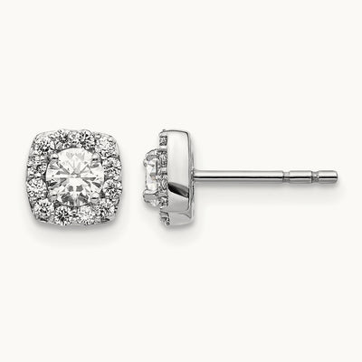 Square Cluster Diamond Earrings, 14K White Gold