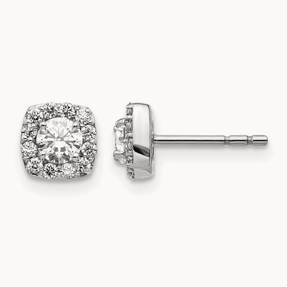 Square Cluster Diamond Earrings, 14K White Gold