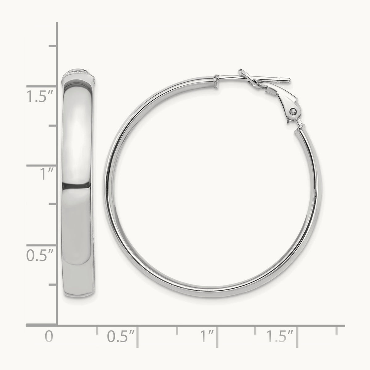 High Polished Omega Back Hoop Earrings — 14K White Gold, 5mm