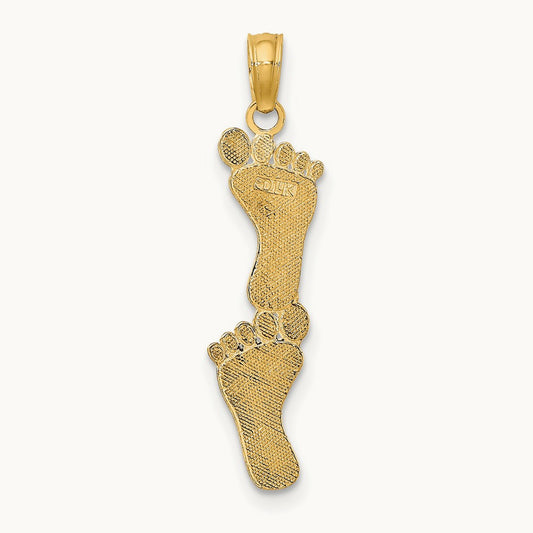 Polished Double Vertical Feet Charm — 14K Yellow Gold