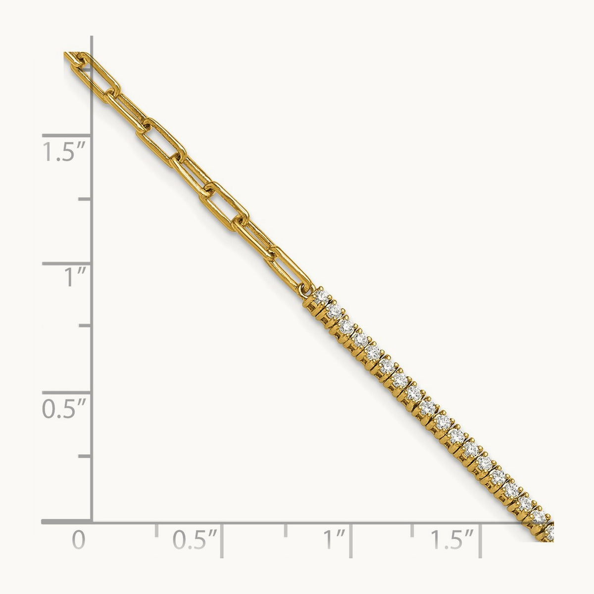 Polished Diamond Fancy Link with 1in extension Bracelet — 14K White Gold