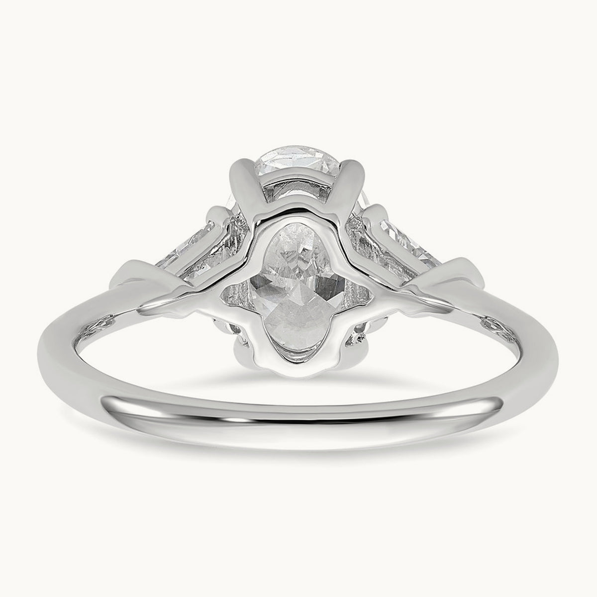 Oval & Trillion 3 Stone Engagement Ring, 1.50-4.00 ct tw Lab-Grown Diamond — 2 ct, 14K White Gold