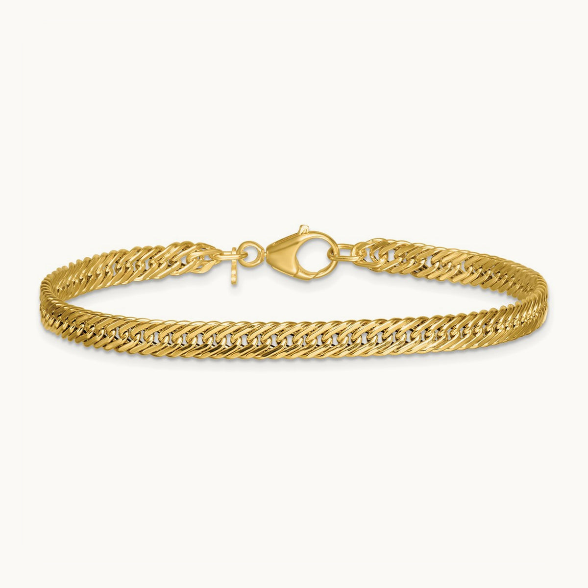 Polished 7.5in Fancy Hollow Link Bracelet, 14K