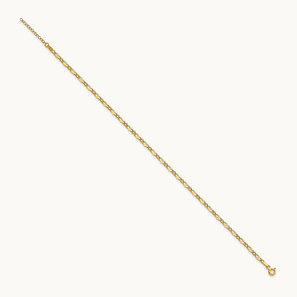 Polished Fancy Link 9in Plus 1in extension Anklet, 14K