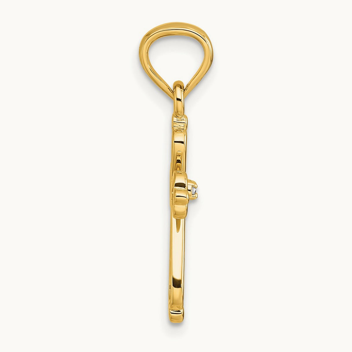 Diamond Accented Cross Pendant — 14K Yellow Gold, 26.5mm