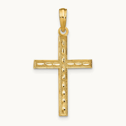 Reversible FAITH HOPE LOVE Cross Pendant, 14K