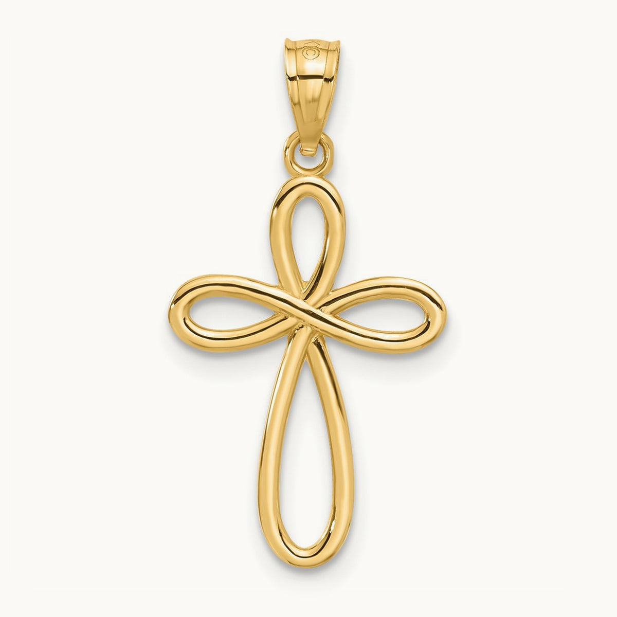 Ribbon Cross Pendant, 14K Yellow Gold