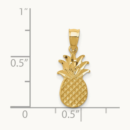 Brushed & Diamond-cut Pineapple Pendant, 14K