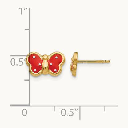Enameled Butterfly Earrings, 14K