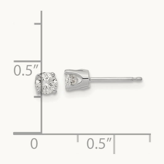 AA Quality Complete Diamond Stud Earring, 14K White Gold