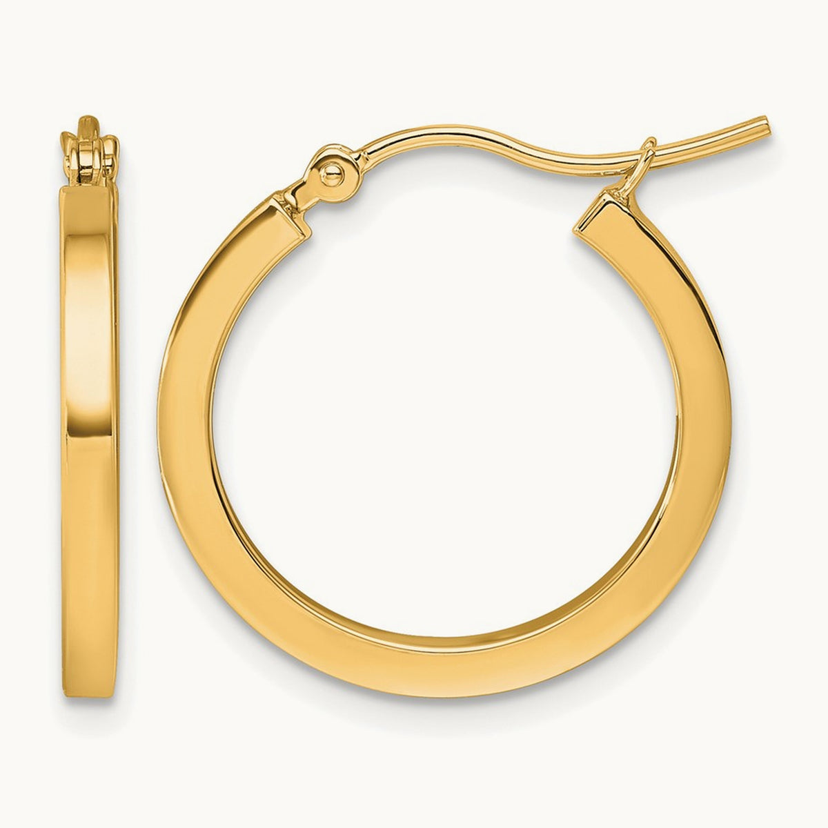 Square Tube Hoop Earrings — 10K Yellow Gold