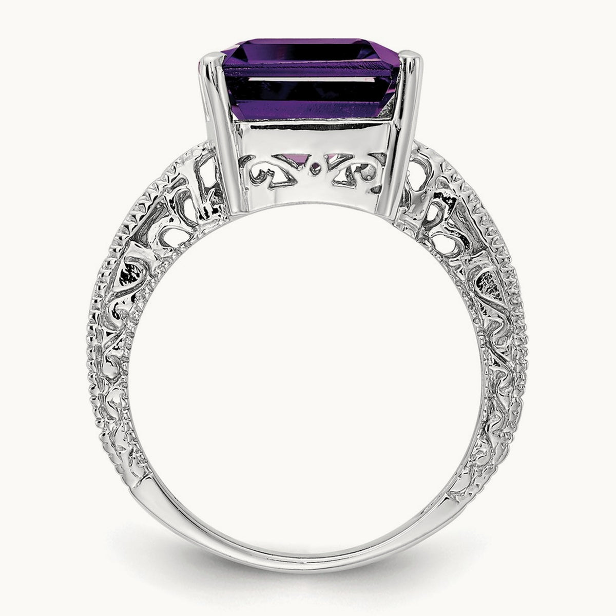 Emerald Cut Amethyst AA Diamond ring — photo set