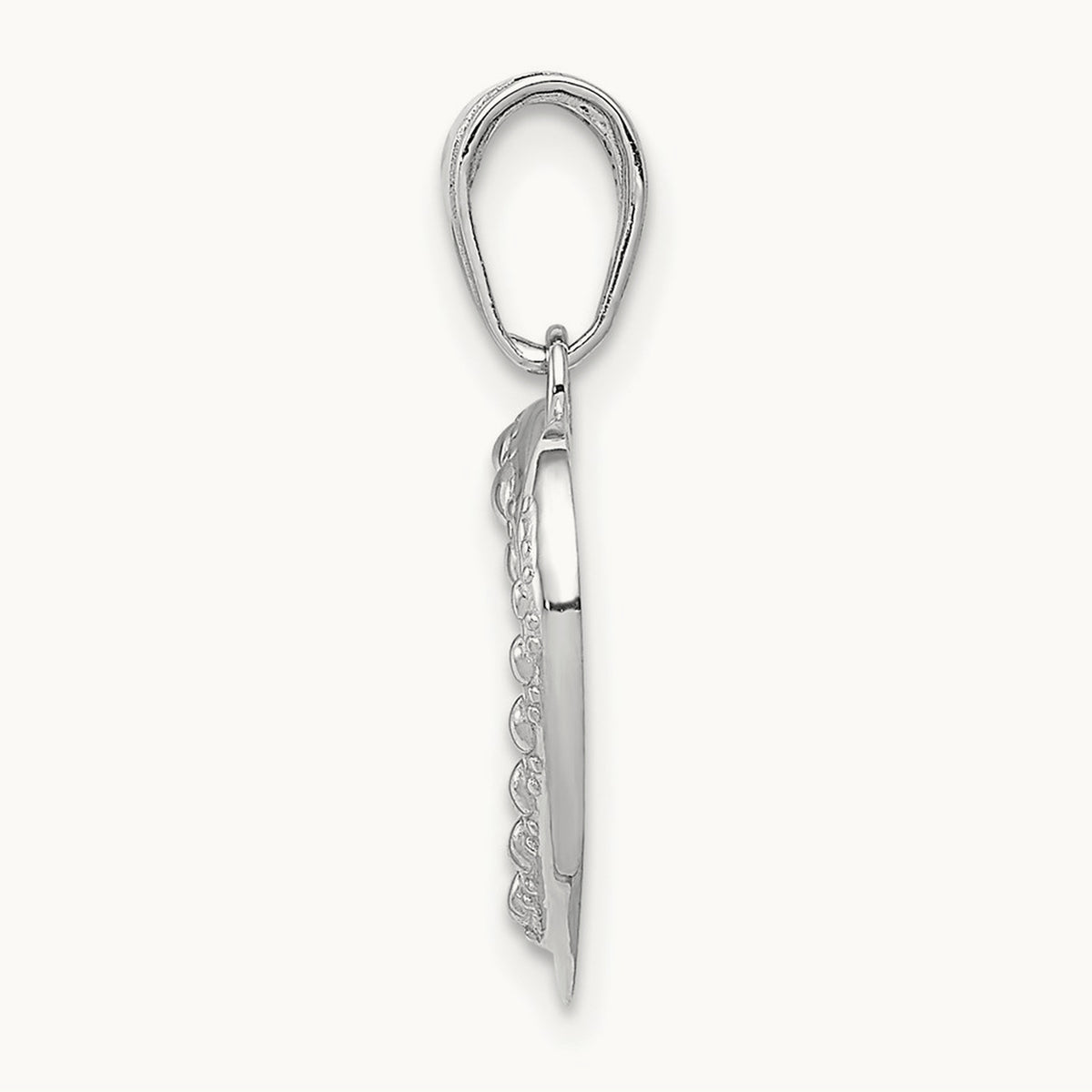 Polished and Textured Heart Pendant, 14K White Gold