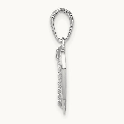 Polished and Textured Heart Pendant, 14K White Gold