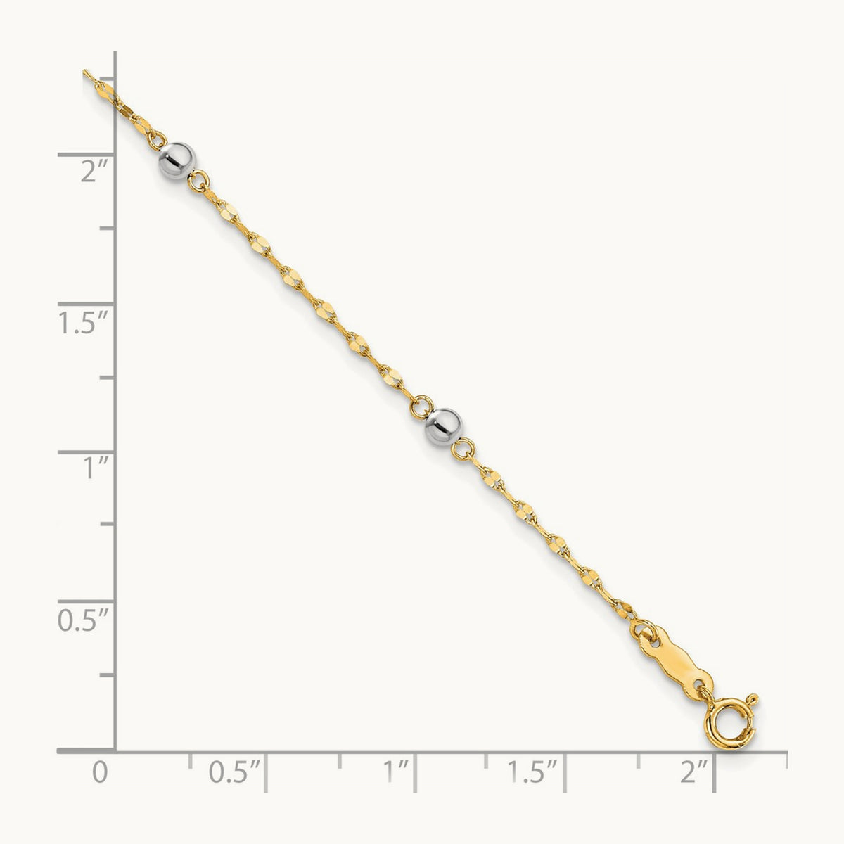 Polished Bead Bracelet, 14K Two Tone
