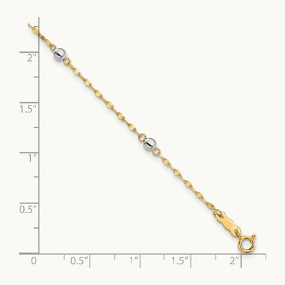 Polished Bead Bracelet, 14K Two Tone