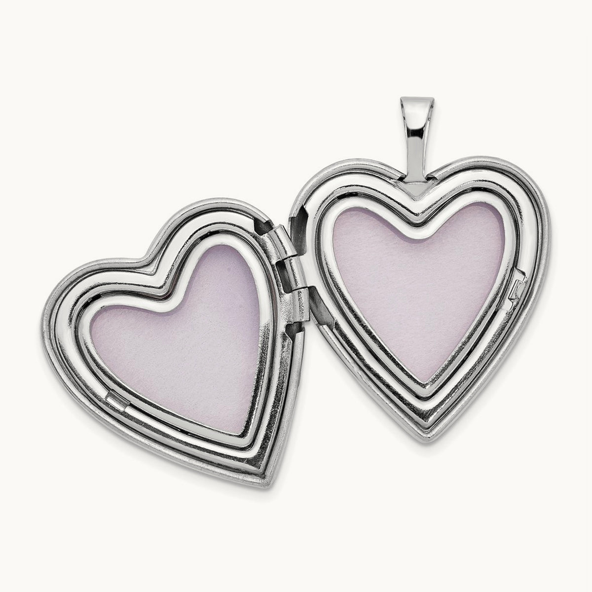 White Gold Flower Vine Border Heart Locket, 20mm, 14K