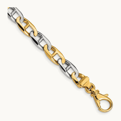Hand-polished Fancy Anchor Link Bracelet — 14K Two-Tone Gold, 6.6mm