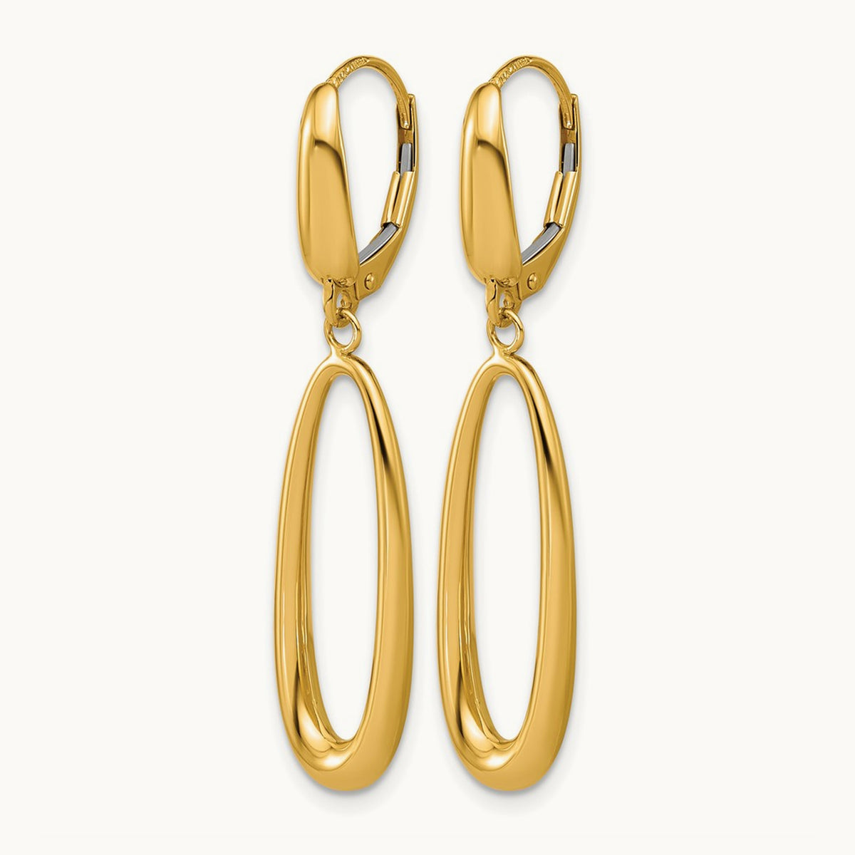 Polished Tapered Oval Leverback Dangle Earrings, 14K — Leslie's