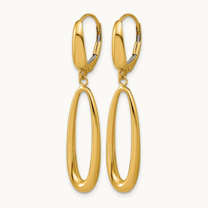 Polished Tapered Oval Leverback Dangle Earrings, 14K — Leslie's