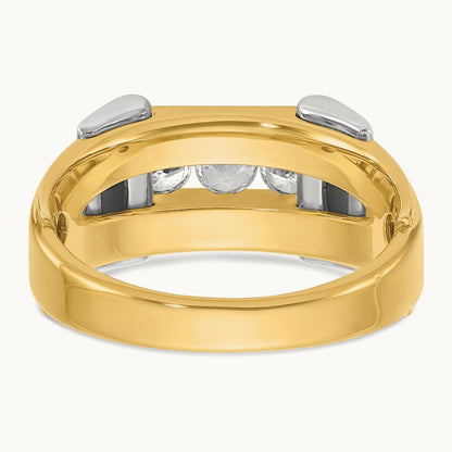 IBGoodman Men's Polished 3-Stone Diamond Ring, 14K Two-tone