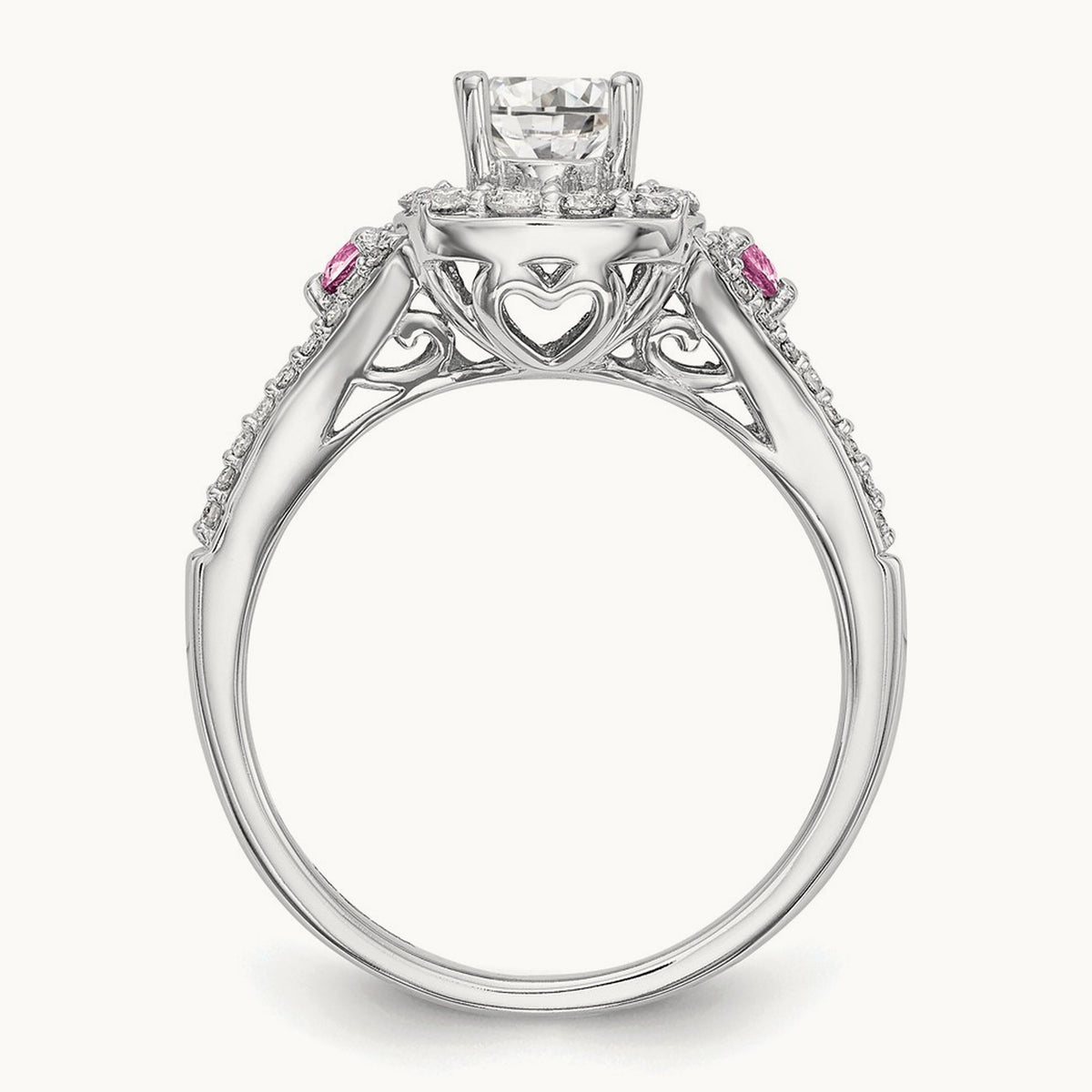Gold and Pink Sap Semi-Mount Halo Engagement Ring, 0.50 ct tw
