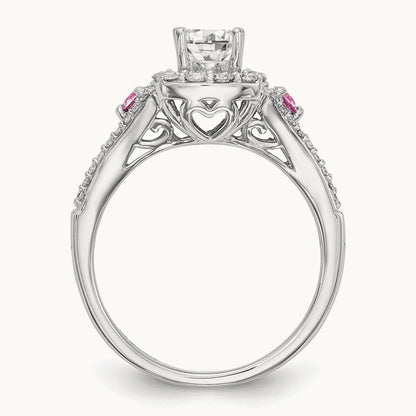 Gold and Pink Sap Semi-Mount Halo Engagement Ring, 0.50 ct tw