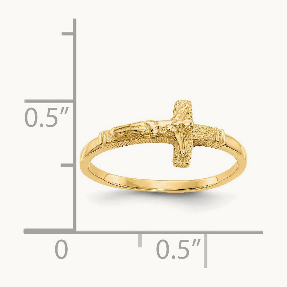 Satin Finish Childs Crucifix Ring, 14K