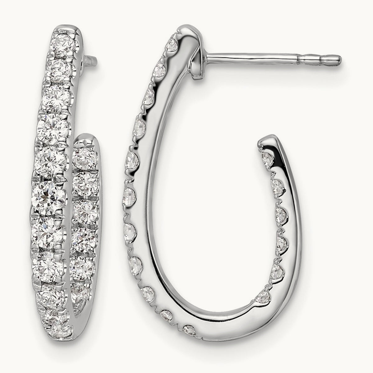 In/Out J-Hoop Hoop Earrings, 1.00 ct tw Lab-Grown Diamond