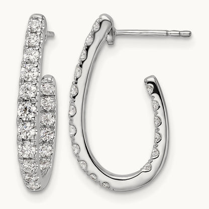 In/Out J-Hoop Hoop Earrings, 1.00 ct tw Lab-Grown Diamond