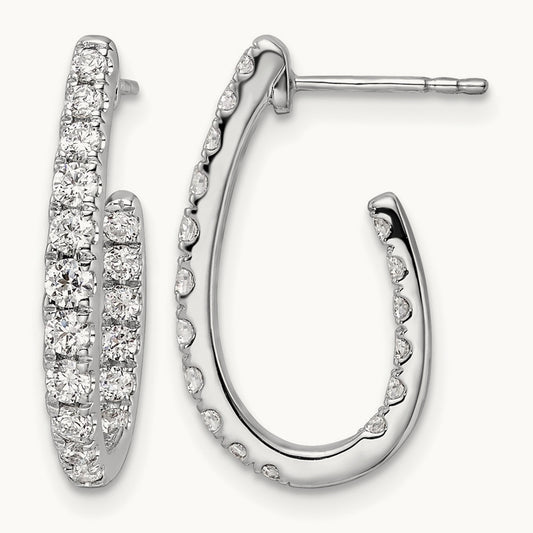 In/Out J-Hoop Hoop Earrings, 1.00 ct tw Lab-Grown Diamond