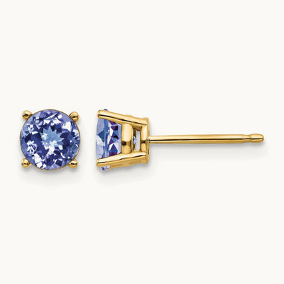Tanzanite Post Earrings, 14K
