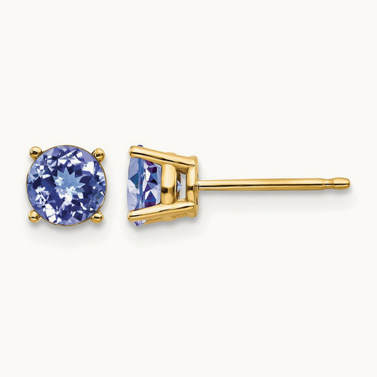 Tanzanite Post Earrings, 14K